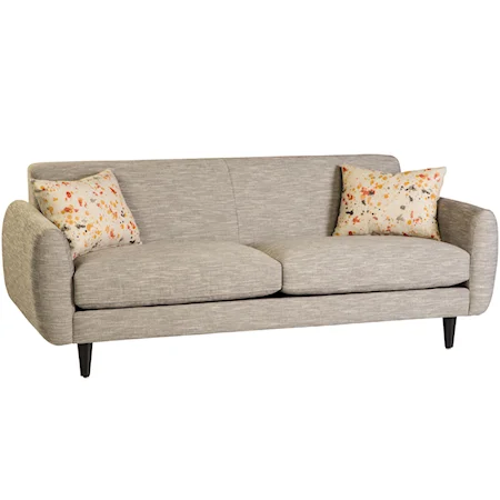 Contemporary Sofa with Tapered Feet and 2 Throw Pillows